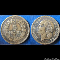 5 francs LAVRILLIER, bronze-aluminuim 1946