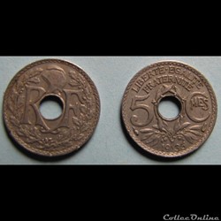 5 centimes LINDAUER, petit module 1935