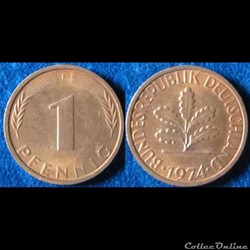 1 pfennig 1974 F
