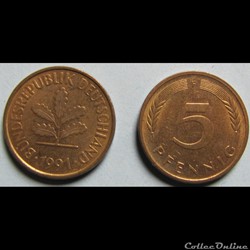 5 pfennig 1991