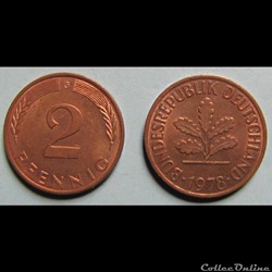 2 pfennig (acier plaqué) 1978 G