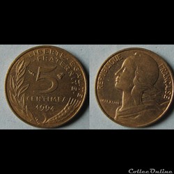 5 centimes MARIANNE 1994 (abeille)