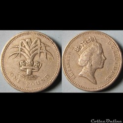 1 pound Elizabeth II (3ème effigie, poireau gallois) 1985
