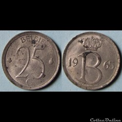 25 centimes Baudouin Ier (nr) 1965