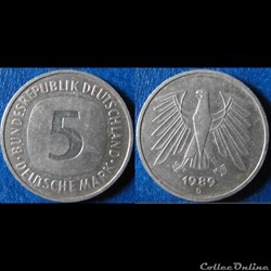 5 deutsch mark 1989 D