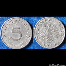5 reichspfennig (zinc) 1941 A