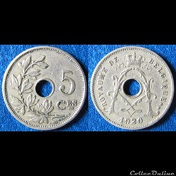 5 centimes Albert Ier (type Michaux, sans étoile, fr) 1920