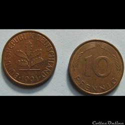 10 pfennig 1991 D