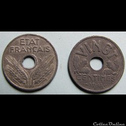20 (vingt) centimes ETAT FRANCAIS 1941