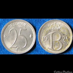25 centimes Baudouin Ier (fr) 1974
