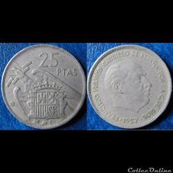 25 pesetas Franco 1957 (66)