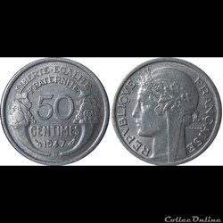 50 centimes Morlon (légère) 1947 B