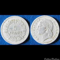 5 francs Lavrillier (alu) 1949 B