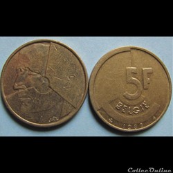5 francs Baudouin Ier (nr) 1986