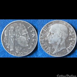 20 centesimi Victor-Emmanuel III (magnétique, striée) 1940