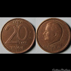 20 francs Albert II (nr) 1994