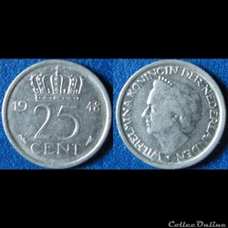25 centimes Whilelmina 1948