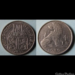 1 franc LEOPOLD III (fr) 1939