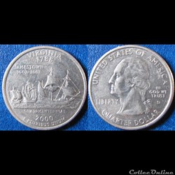 1/4 dollar Quarter Virginia 2000 D