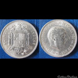 5 pesetas Franco (50, nickel) 1949