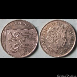 10 pence Elizabeth II (4ème effigie, type blason) 2008