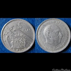 5 pesetas Franco 1957 (73)