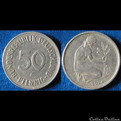 50 pfennig (petit J, légende épaisse) 1974 J