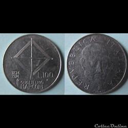100 lires Guglielmo Marconi 1974