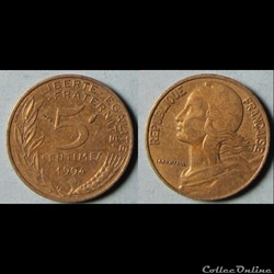 5 centimes Marianne 1994 (dauphin)