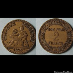 2 francs Chambres de commerce de France 1920