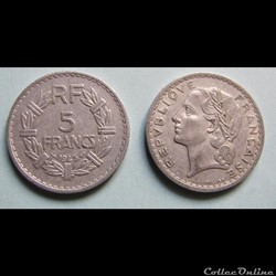 5 francs LAVRILLIER, aluminuim 1945