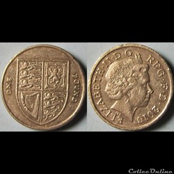 1 pound Elizabeth II (4ème effigie, blason royal) 2010