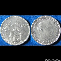 5 pesetas Franco (74) 1957