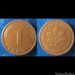 1 pfennig 1991 F