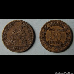50 centimes Chambres de commerce de France (4 ouvert) 1924