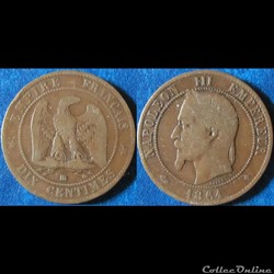 10 centimes Napoléon III (tête laurée) 1861 BB