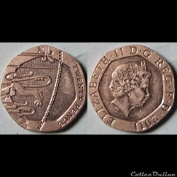 20 pence Elizabeth II (4ème effigie, blason) 2011