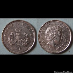 5 pence Elizabeth II (4ème effigie) 2008