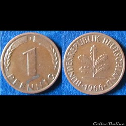 1 pfennig 1966 F