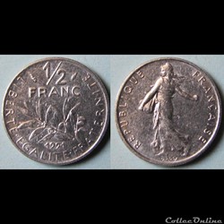 1/2 franc Semeuse 1991