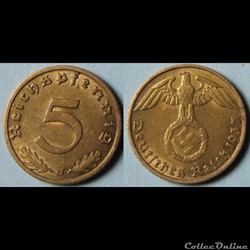 5 reichspfennig 1937 J