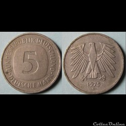 5 Deutsche mark 1975 G