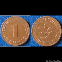 1 pfennig 1980 F