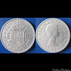 1/2 couronne Elizabeth II (1ère effigie, sans "BRITT:OMN:") 1958