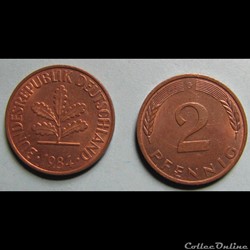 2 pfennig (acier plaqué) 1984