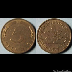 5 pfennig 1977 J