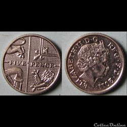 5 pence Elizabeth II (4ème effigie, type blason, acier plaqué) 2011