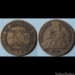 50 centimes Chambres de commerce de France 1921
