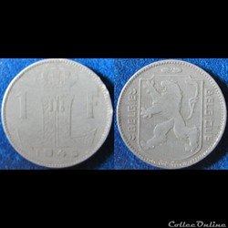 1 franc Léopold III (type Rau, nr) 1945