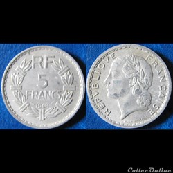 5 francs Lavrillier (aluminium) 1948